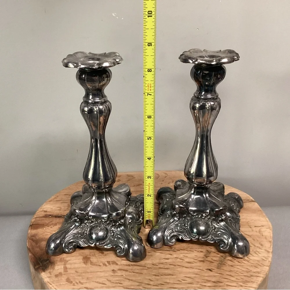⚫️ Vintage Beautiful & Ornate - Silver Plated “Heavy” Tapered Candle Holders